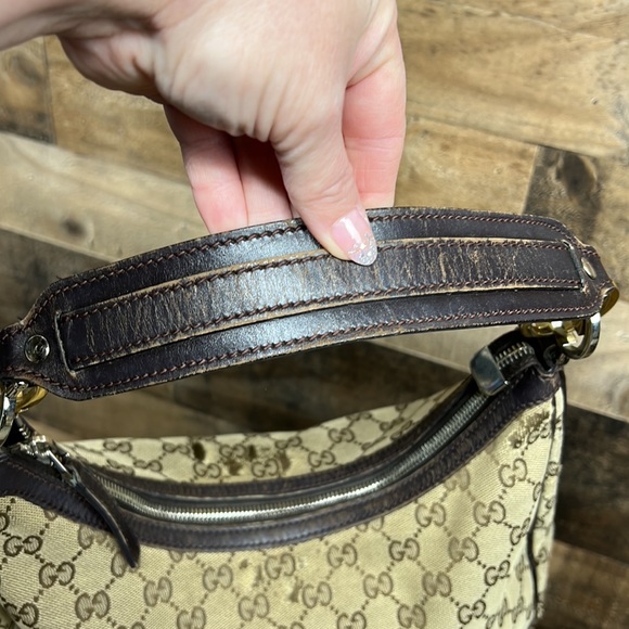 Vintage Gucci Canvas Hobo Bag Purse - Picture 6 of 16